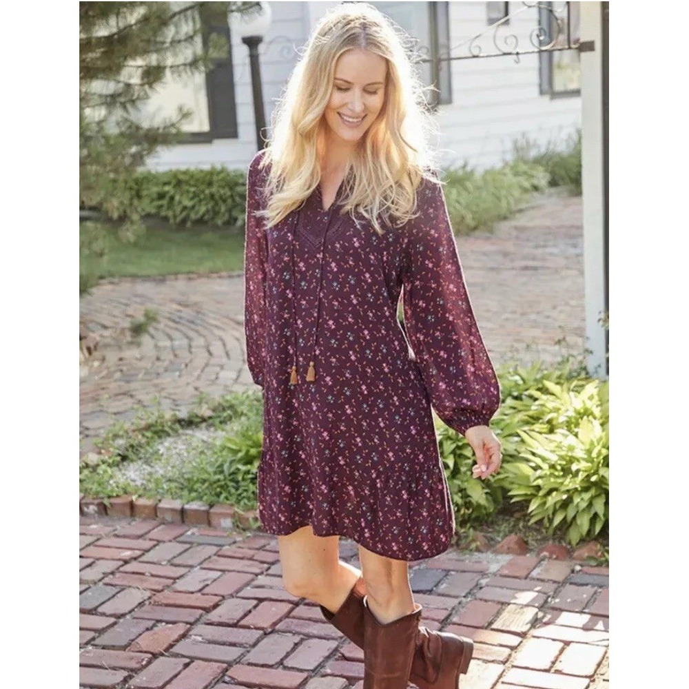 Matilda Jane Local Luxuries Dress Womens Medium Boho Burgundy Floral 28688D